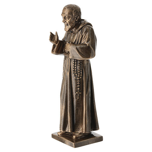 Figura Świętego Pio, 50 cm, proszek marmurowy z Carrary, wykończenie brązowe 3