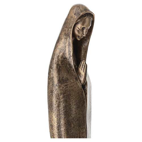 Our Lady with joined hands, bronze-finished Carrara marble dust statue, 24 in 8