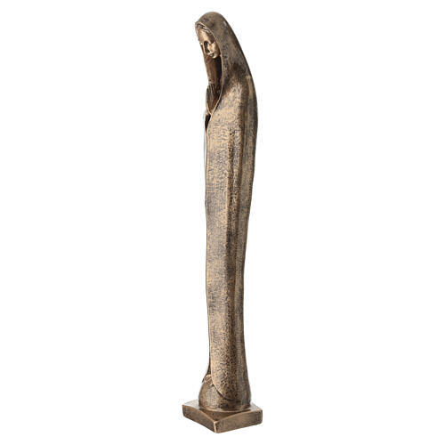Madonna mani giunte polvere di marmo di Carrara bronzata 60 cm 5