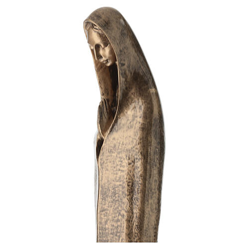 Our Lady with folded hands statue in bronzed Carrara marble dust, 60 cm 6