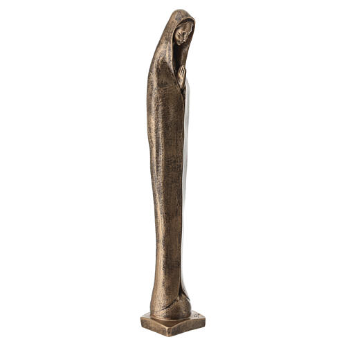 Our Lady with folded hands statue in bronzed Carrara marble dust, 60 cm 7