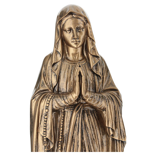 Figura z proszku marmurowego do ogrodu, Matka Boska z Lourdes, brązowana, 60 cm 6