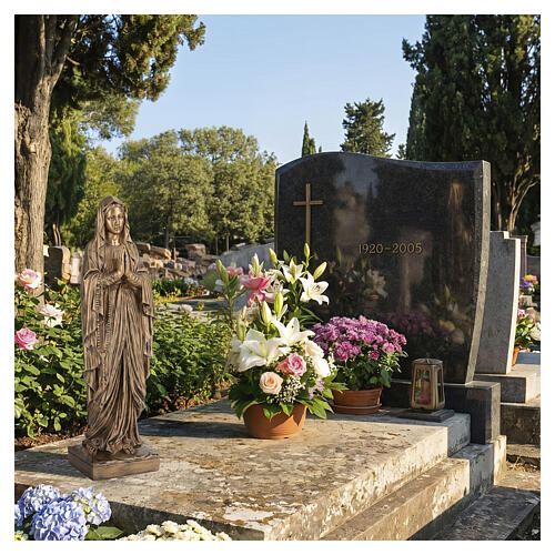 Imagem Nossa Senhora de Lourdes pó de mármore efeito bronze 60 cm PARA EXTERIOR 3