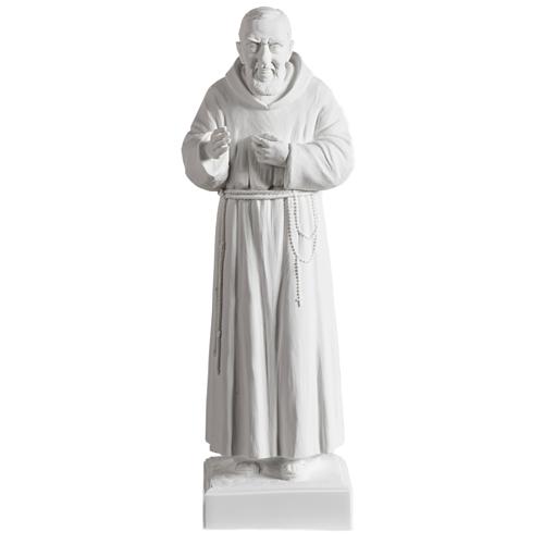 Padre Pio mármore sintético branco 40 cm 1