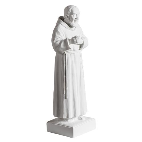 Padre Pio mármore sintético branco 40 cm 2