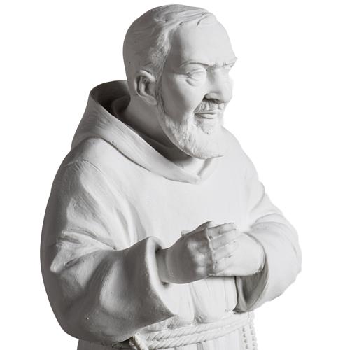 Padre Pio mármore sintético branco 40 cm 3