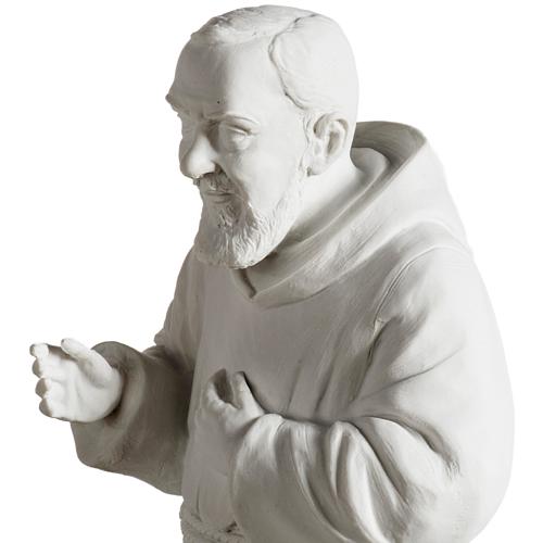 Padre Pio mármore sintético branco 40 cm 6