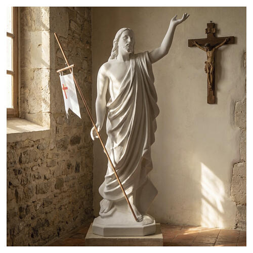 Risen Jesus statue in reconstituded Carrara marble, 100 cm 3