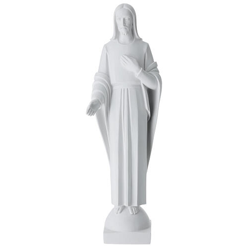 Cristo mano sul cuore marmo bianco 60-80 cm 1