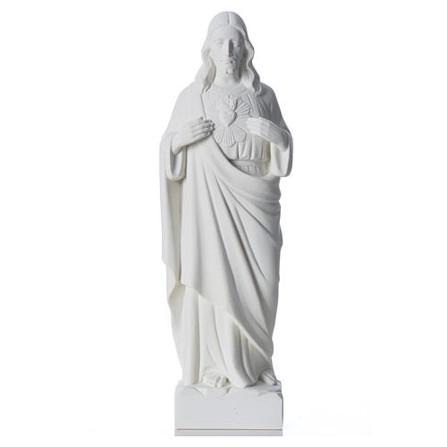 Sacré coeur de Jésus marbre blanc reconstitué 30-40 cm 5