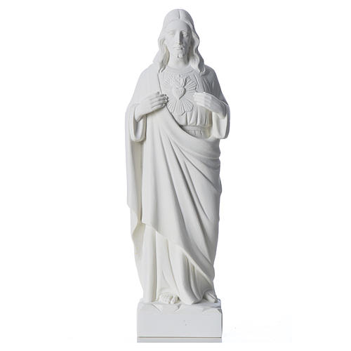 Sacré coeur de Jésus marbre blanc reconstitué 30-40 cm 1