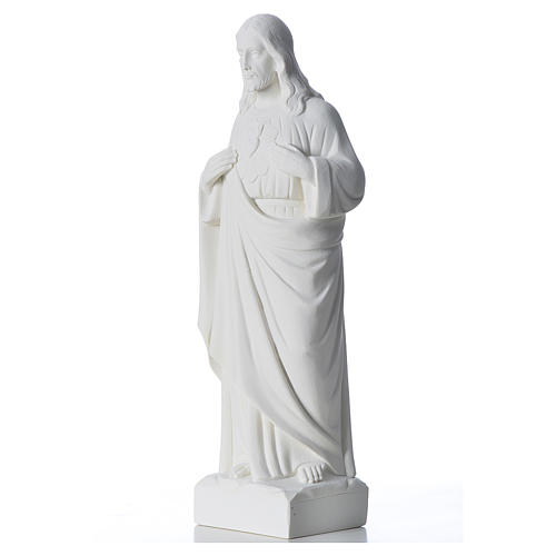 Sacré coeur de Jésus marbre blanc reconstitué 30-40 cm 2