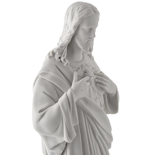 Sagrado Coração Jesus 50 cm mármore sintético branco 3
