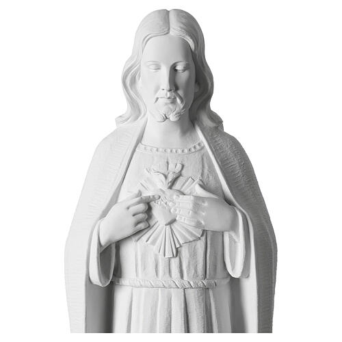 Sacro Cuore 75 cm polvere di marmo bianco 3