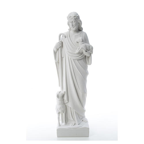 Guter Hirte mit Schafen Statue Marmorguss 60-80 cm 1