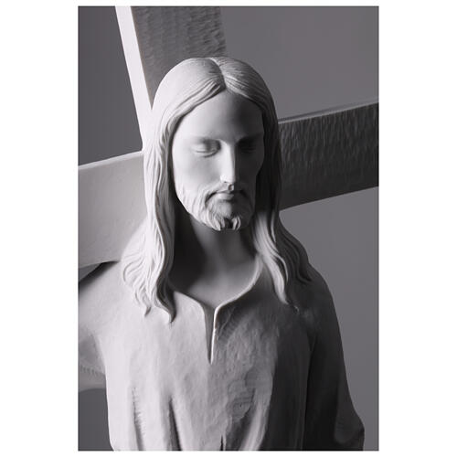 Christus mit dem Kreuz Statue Marmorguss 90 cm 4