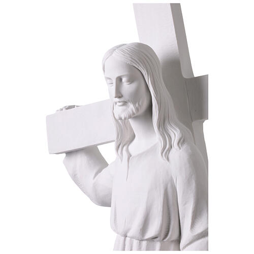 Christus mit dem Kreuz Statue Marmorguss 90 cm 9