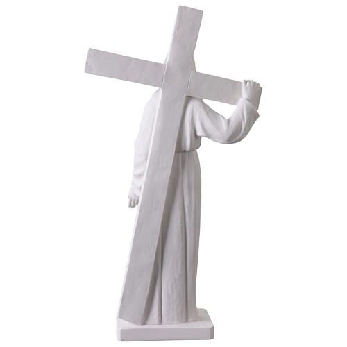 Christus mit dem Kreuz Statue Marmorguss 90 cm 11