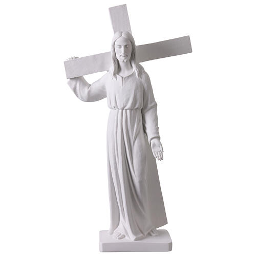 Cristo porta la croce 90 cm marmo bianco 1