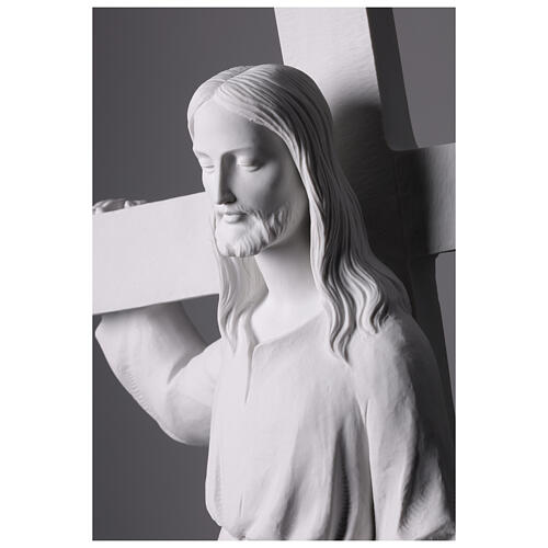 Cristo porta la croce 90 cm marmo bianco 2