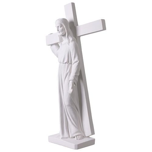 Cristo porta la croce 90 cm marmo bianco 3