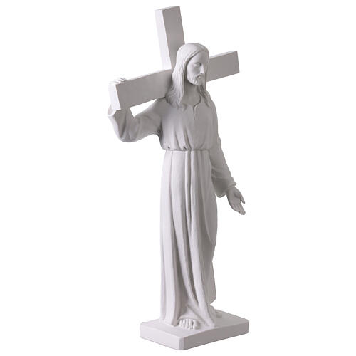 Cristo porta la croce 90 cm marmo bianco 5