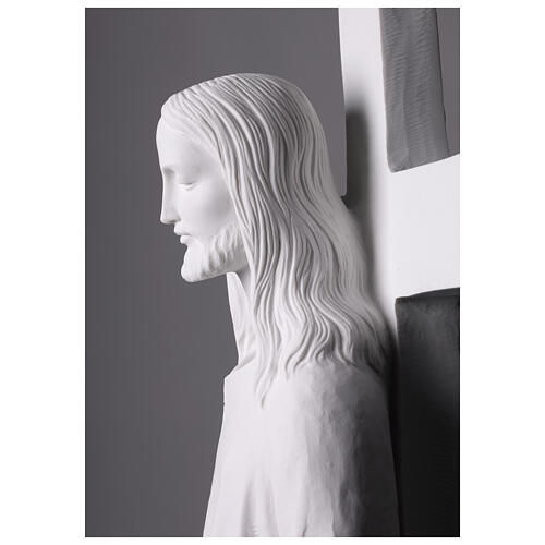 Cristo porta la croce 90 cm marmo bianco 6