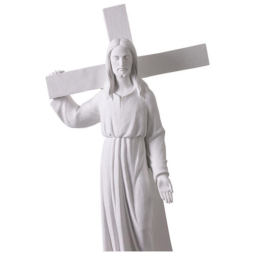 Cristo porta la croce 90 cm marmo bianco 7
