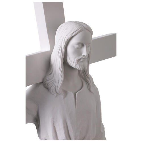 Cristo porta la croce 90 cm marmo bianco 8