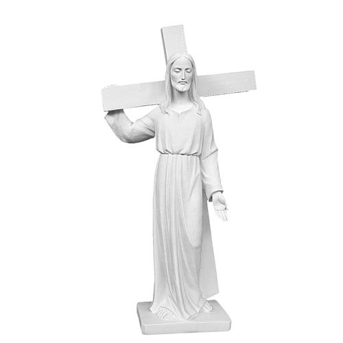 Cristo carrega a cruz 90 cm mármore branco 1