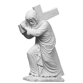 Statuen aus Carrara-Marmor-Pulver: Christus mit dem Kreuz Statue Marmorguss 40 cm