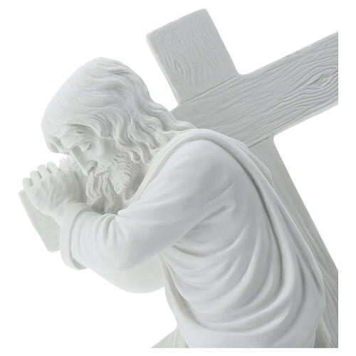 Christus mit dem Kreuz Statue Marmorguss 40 cm 2