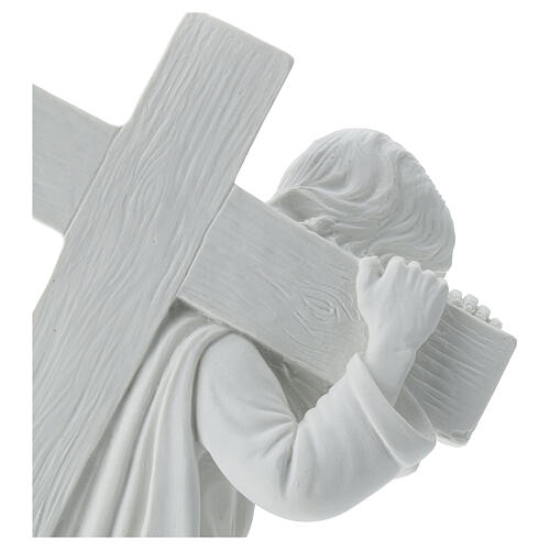 Christus mit dem Kreuz Statue Marmorguss 40 cm 4