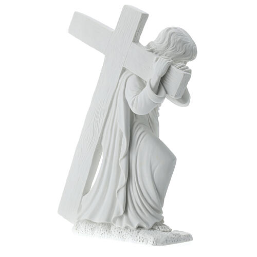 Christus mit dem Kreuz Statue Marmorguss 40 cm 5