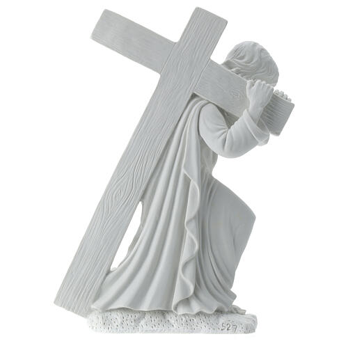 Christus mit dem Kreuz Statue Marmorguss 40 cm 6
