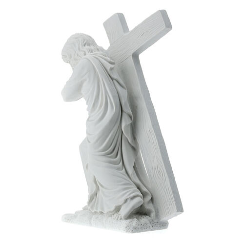 Christus mit dem Kreuz Statue Marmorguss 40 cm 8