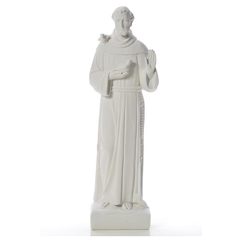 Saint Francis with doves, composite Carrara marble statue 75 cm 5