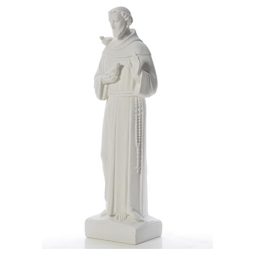Saint Francis with doves, composite Carrara marble statue 75 cm 6