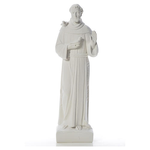 Saint Francis with doves, composite Carrara marble statue 75 cm 1