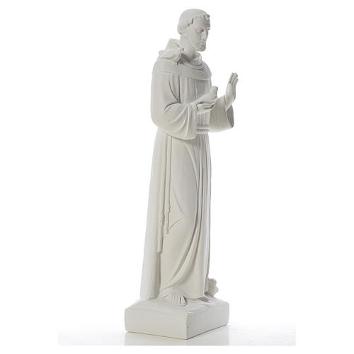 Saint Francis with doves, composite Carrara marble statue 75 cm 4