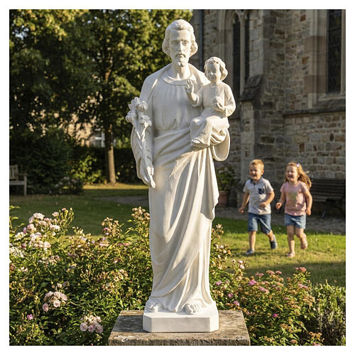 Heiliger Joseph Marmorpulver Statue Weiß 100 cm 3