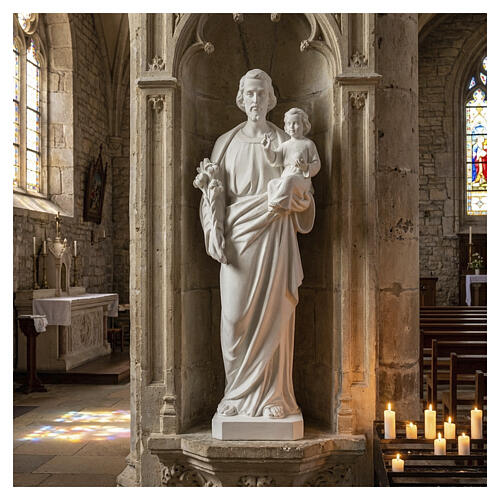 Saint Joseph Statue in Reconstituted Carrara Marble 100 cm 2