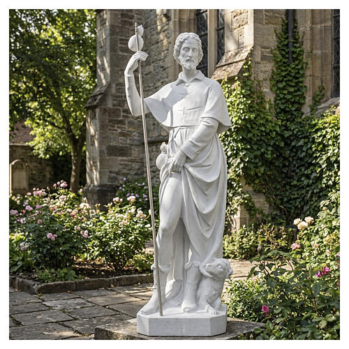Saint Roch with dog, 100 cm statue in reconstituted marble 3