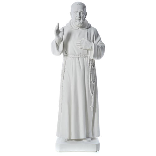 San Padre Pio 110cm polvo de mármol blanco 1