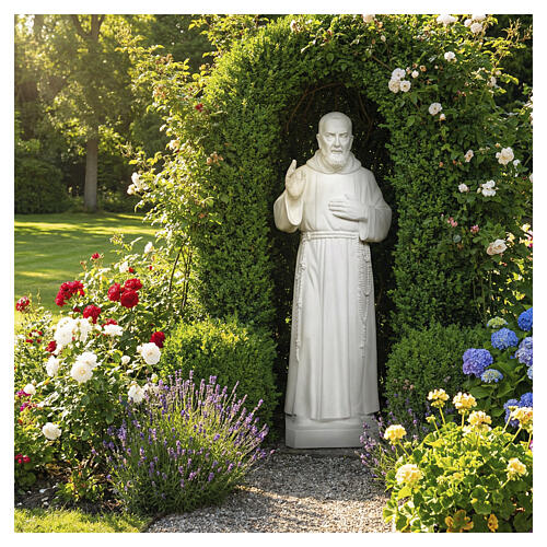 San Padre Pio 110cm polvo de mármol blanco 3