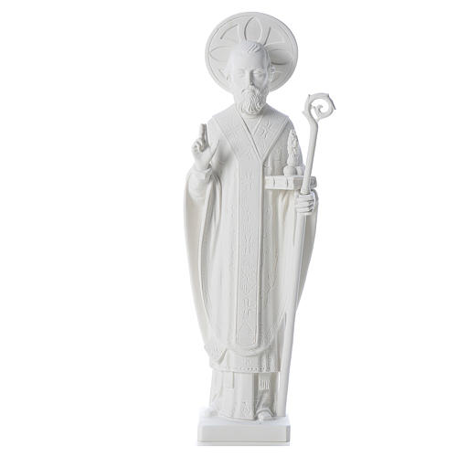 Saint Nicolas marbre blanc 55 cm extérieur 1
