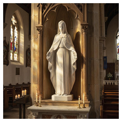 Our Lady with open arms, statue in reconstituted marble, 110 cm 2