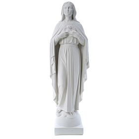 Our Lady with hand over heart, 79 cm reconstituted marble statue