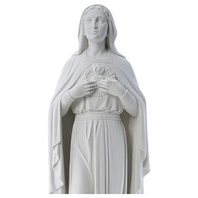 Our Lady with hand over heart, 79 cm reconstituted marble statue