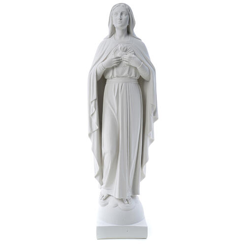 Our Lady with hand over heart, 79 cm reconstituted marble statue 1